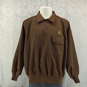 UPS Quarter Zip Pullover Jacket Mens 2XL Brown Solid Vintage Workwear Reflective